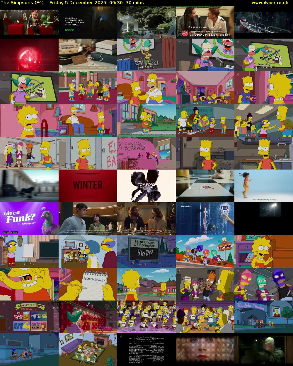 The Simpsons (E4) Friday 5 December 2025 09:30 - 10:00