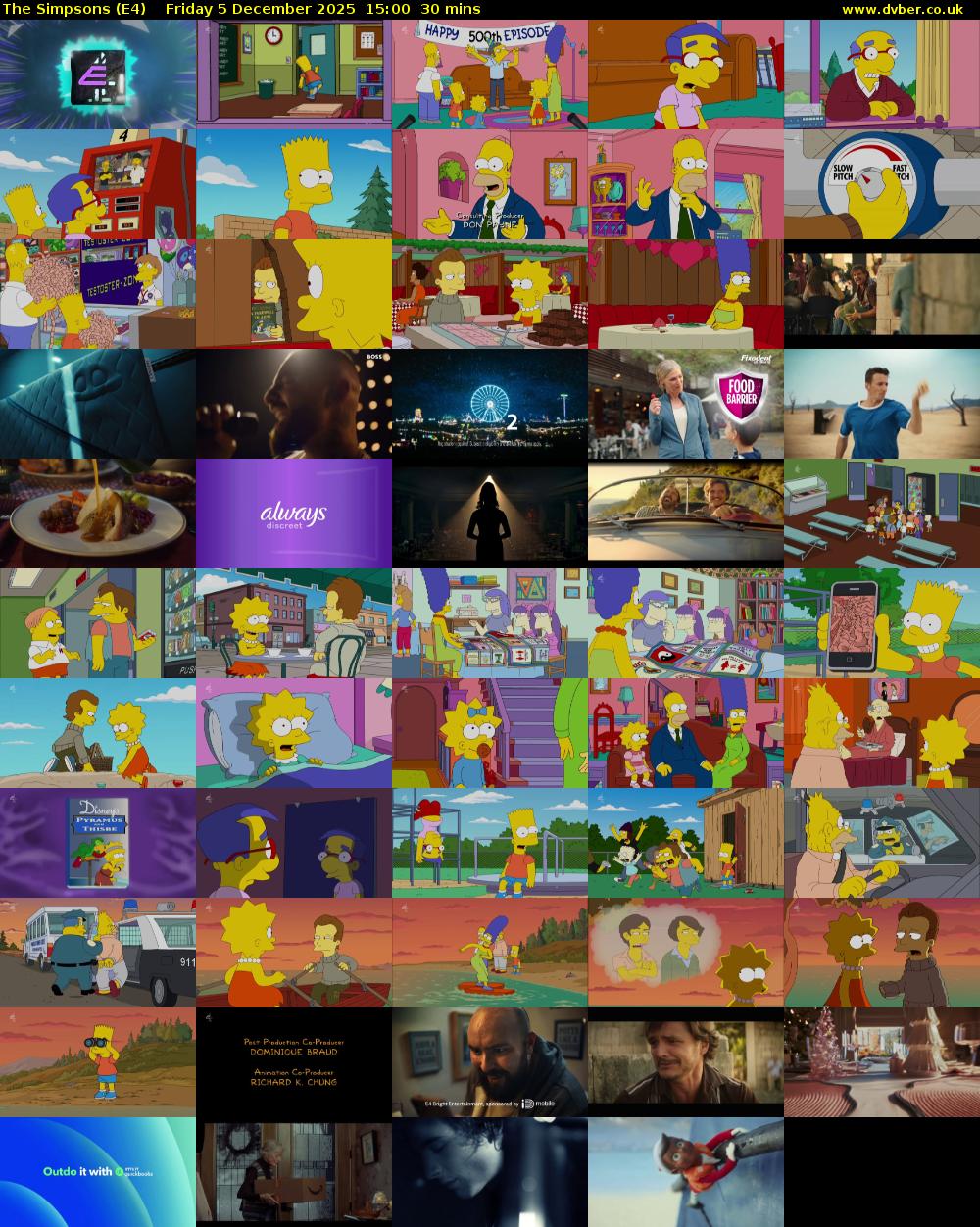 The Simpsons (E4) Friday 5 December 2025 15:00 - 15:30