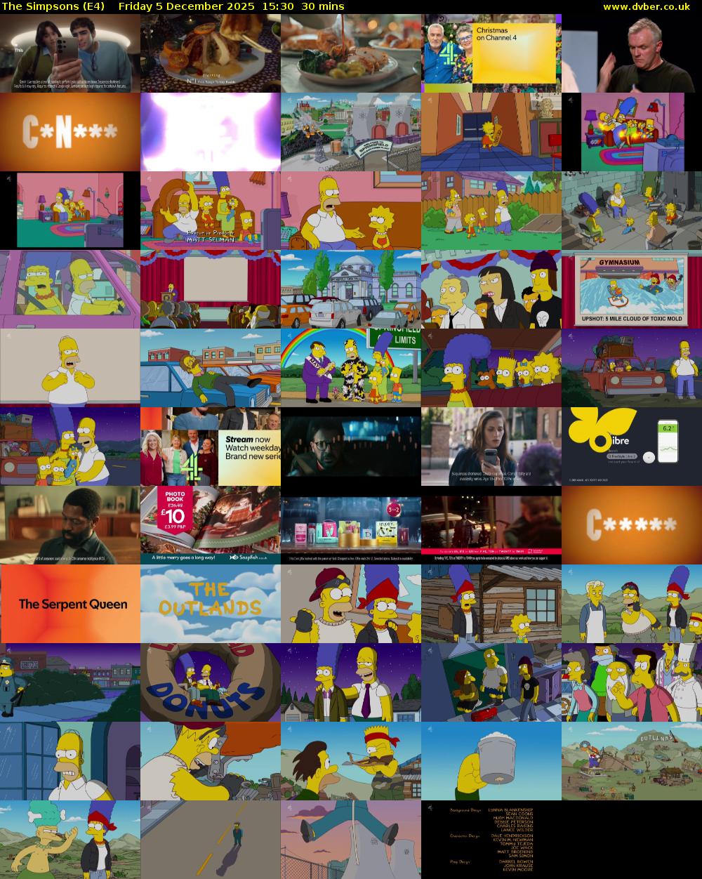 The Simpsons (E4) Friday 5 December 2025 15:30 - 16:00