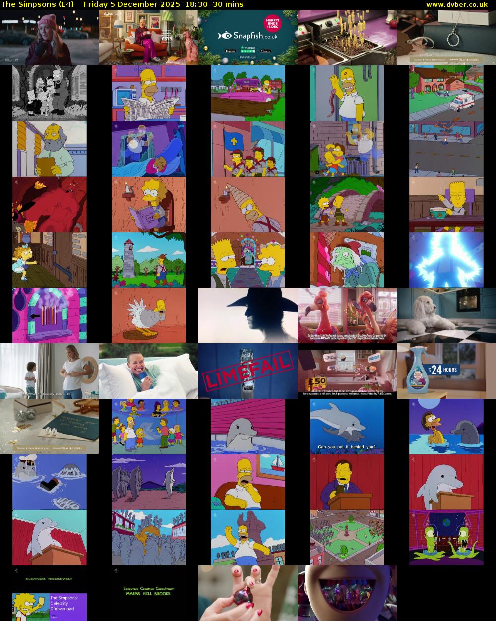 The Simpsons (E4) Friday 5 December 2025 18:30 - 19:00