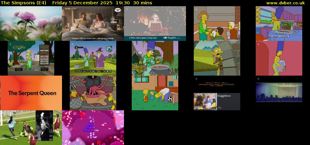 The Simpsons (E4) Friday 5 December 2025 19:30 - 20:00