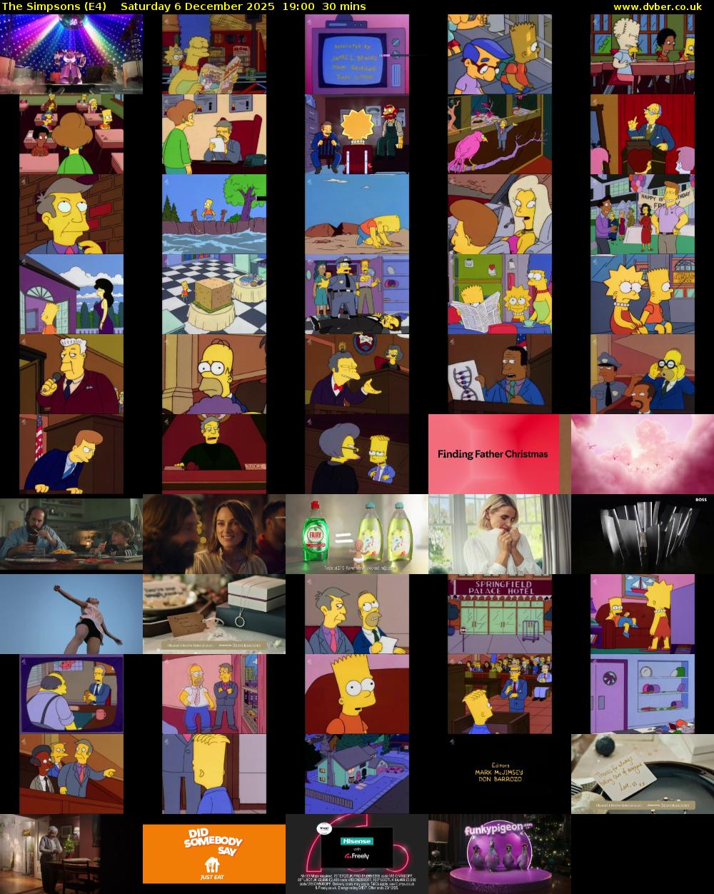 The Simpsons (E4) Saturday 6 December 2025 19:00 - 19:30
