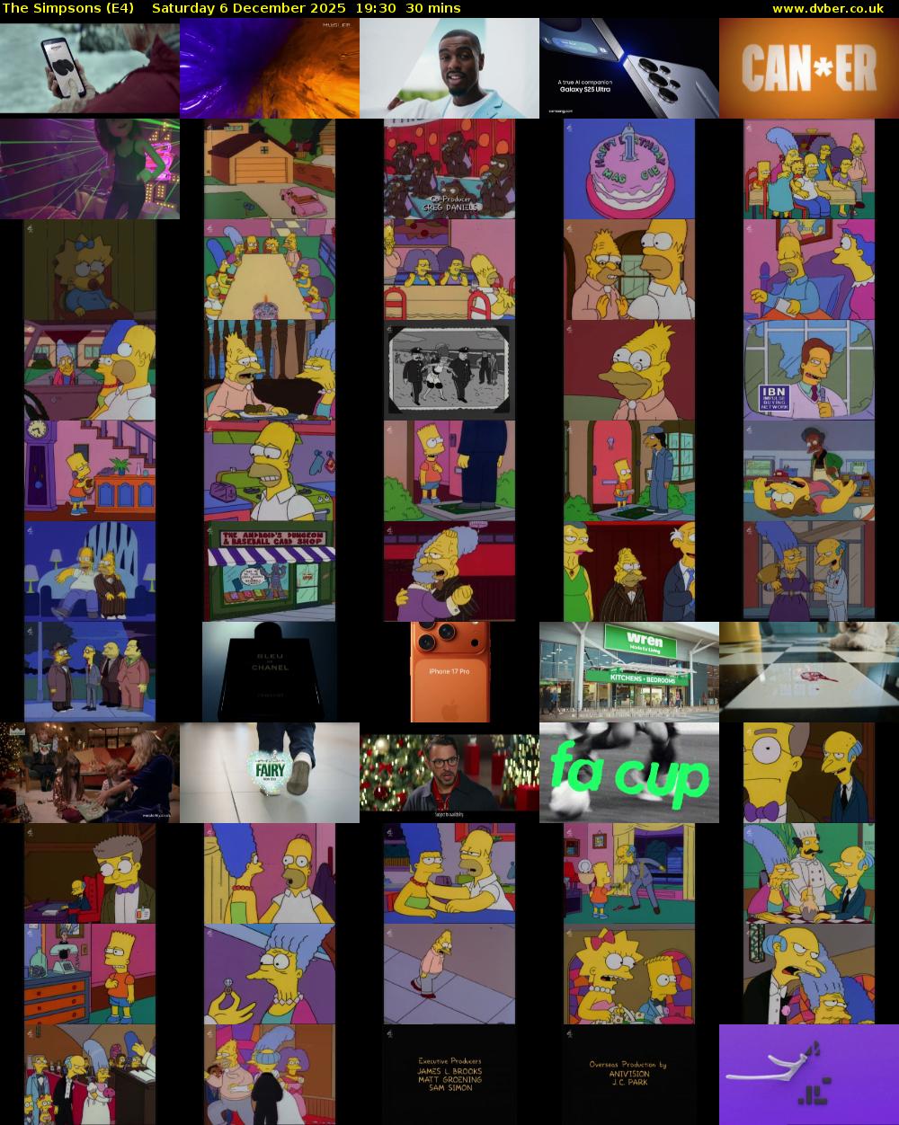 The Simpsons (E4) Saturday 6 December 2025 19:30 - 20:00
