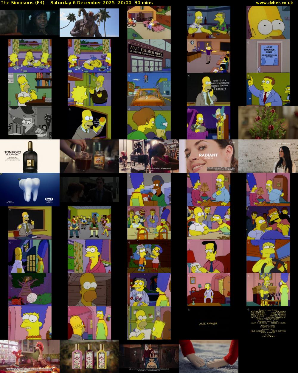 The Simpsons (E4) Saturday 6 December 2025 20:00 - 20:30