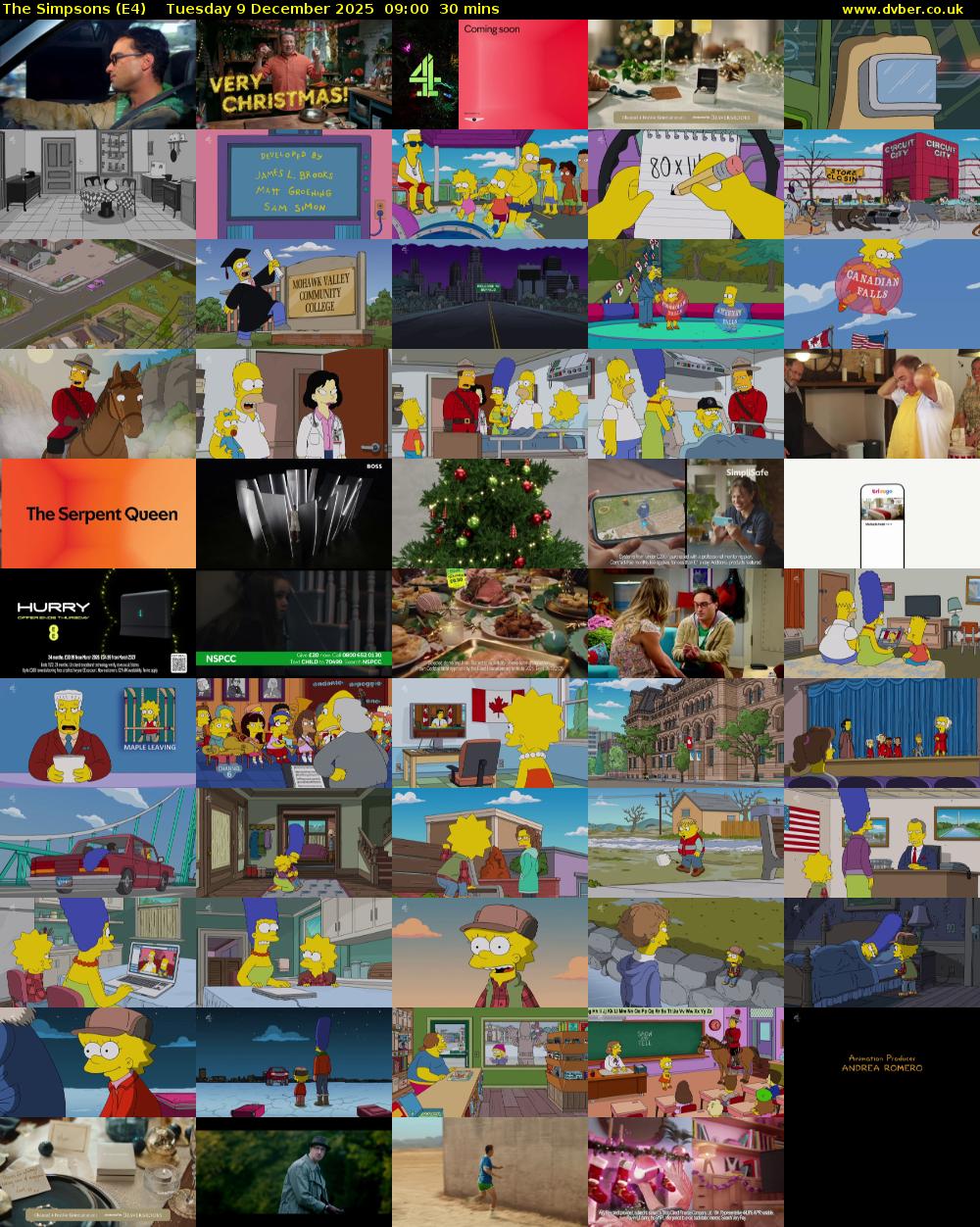 The Simpsons (E4) Tuesday 9 December 2025 09:00 - 09:30