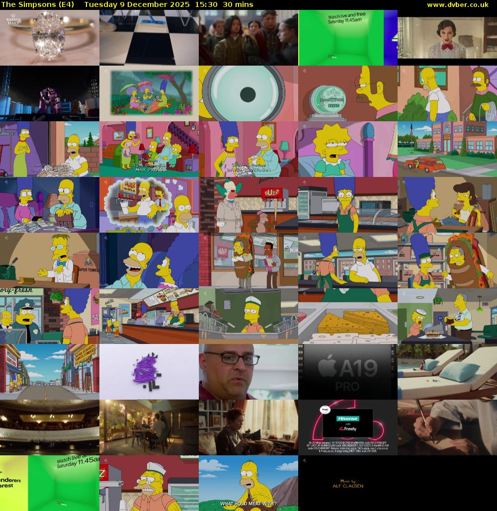 The Simpsons (E4) Tuesday 9 December 2025 15:30 - 16:00