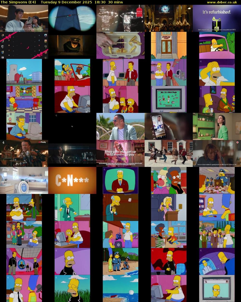 The Simpsons (E4) Tuesday 9 December 2025 18:30 - 19:00