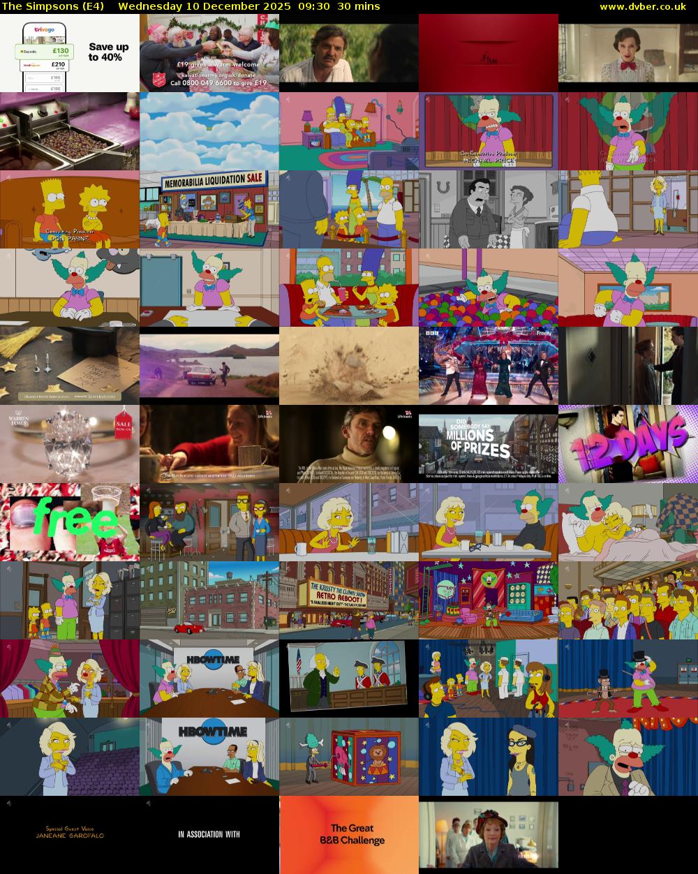 The Simpsons (E4) Wednesday 10 December 2025 09:30 - 10:00
