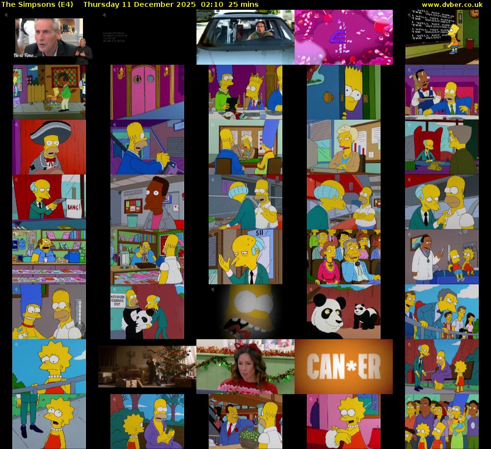 The Simpsons (E4) Thursday 11 December 2025 02:10 - 02:35