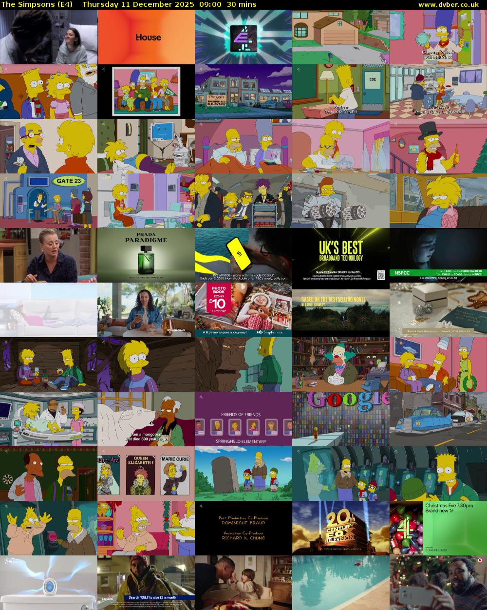 The Simpsons (E4) Thursday 11 December 2025 09:00 - 09:30