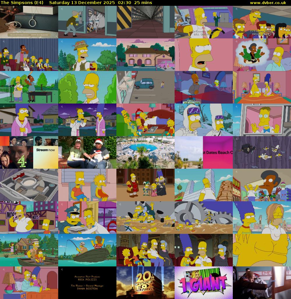 The Simpsons (E4) Saturday 13 December 2025 02:30 - 02:55