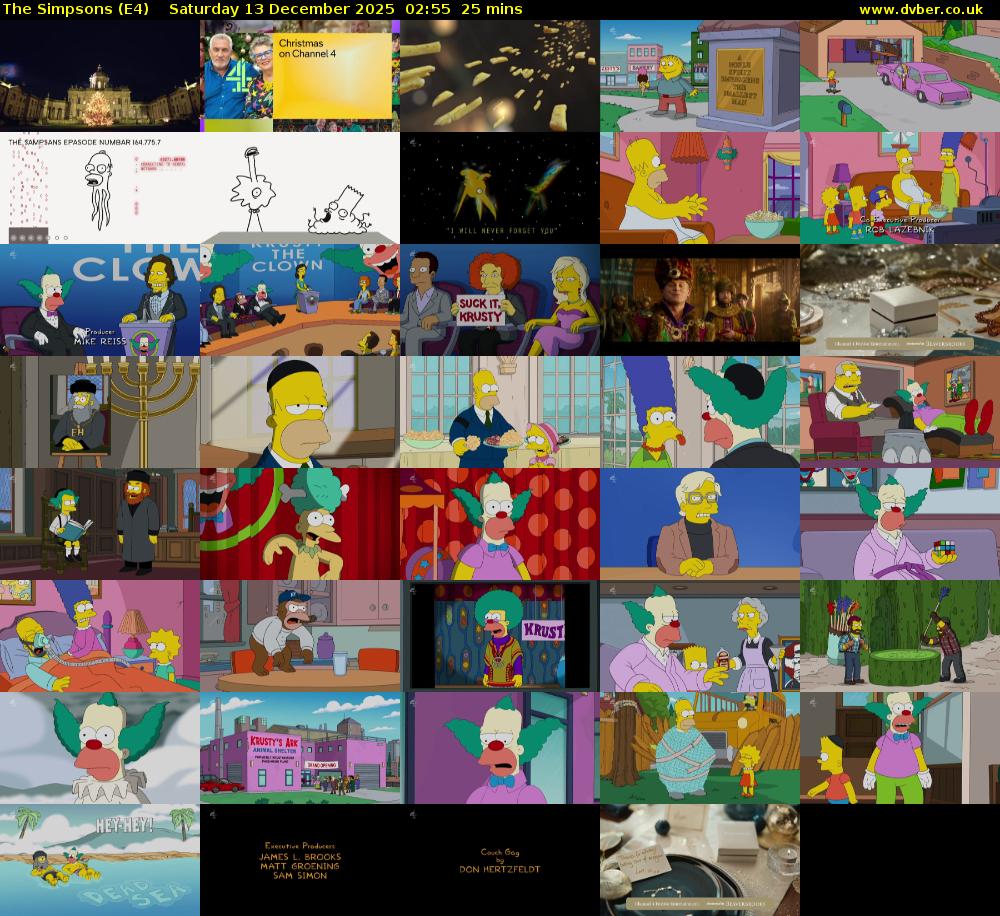 The Simpsons (E4) Saturday 13 December 2025 02:55 - 03:20