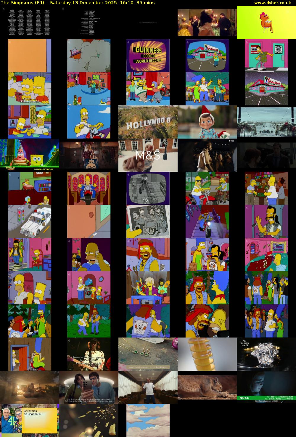 The Simpsons (E4) Saturday 13 December 2025 16:10 - 16:45