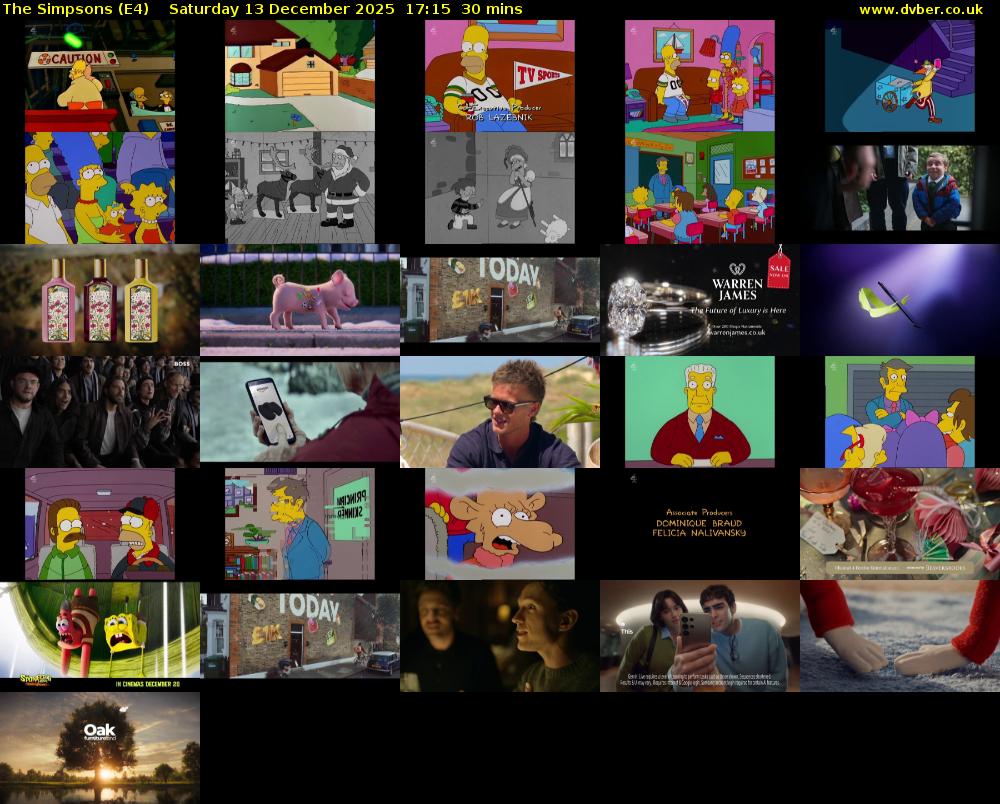 The Simpsons (E4) Saturday 13 December 2025 17:15 - 17:45