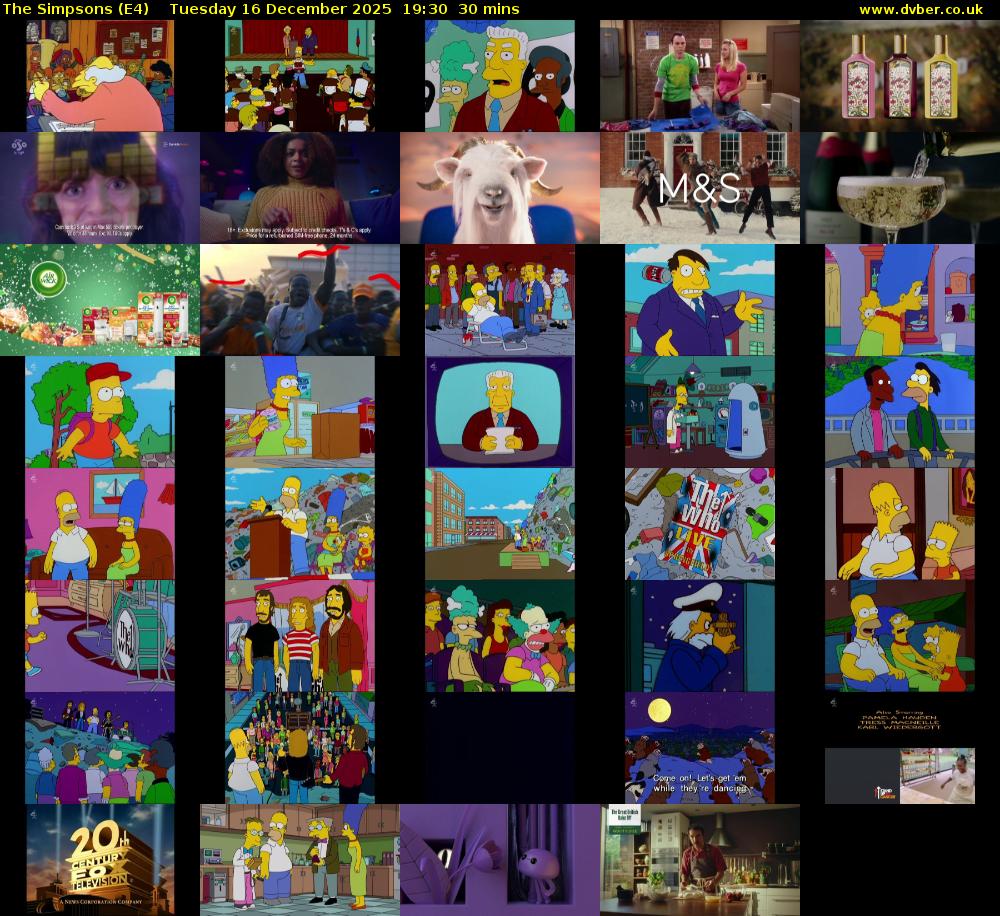 The Simpsons (E4) Tuesday 16 December 2025 19:30 - 20:00