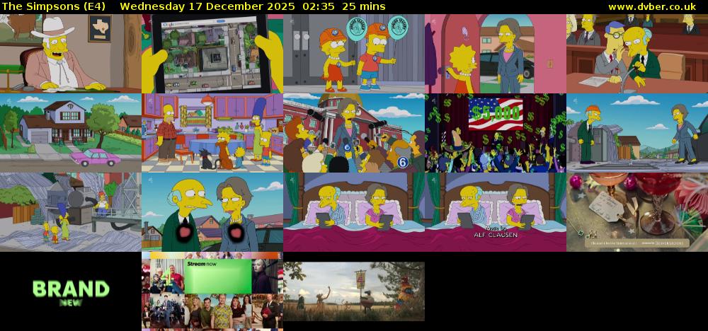 The Simpsons (E4) Wednesday 17 December 2025 02:35 - 03:00