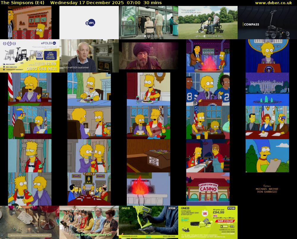 The Simpsons (E4) Wednesday 17 December 2025 07:00 - 07:30
