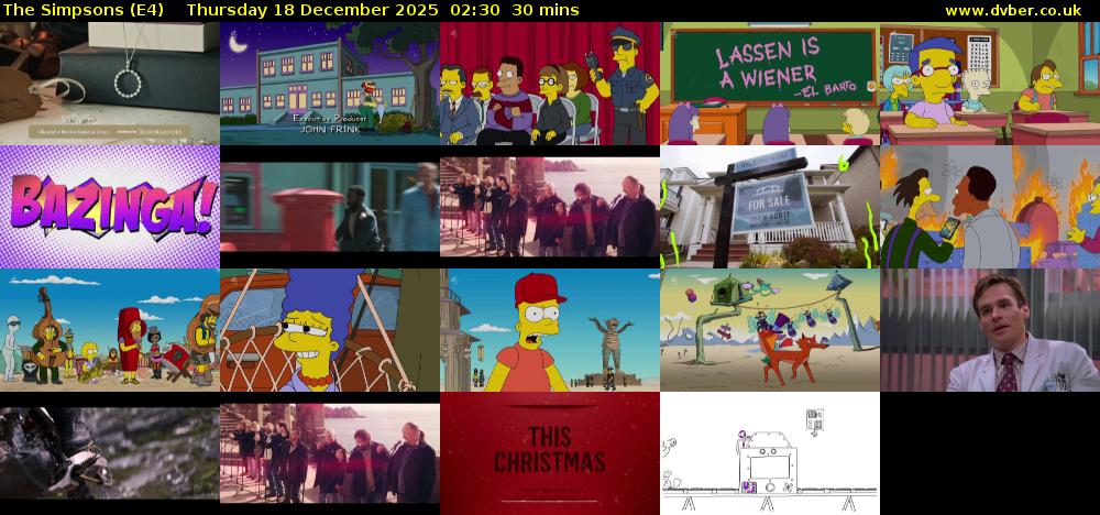 The Simpsons (E4) Thursday 18 December 2025 02:30 - 03:00