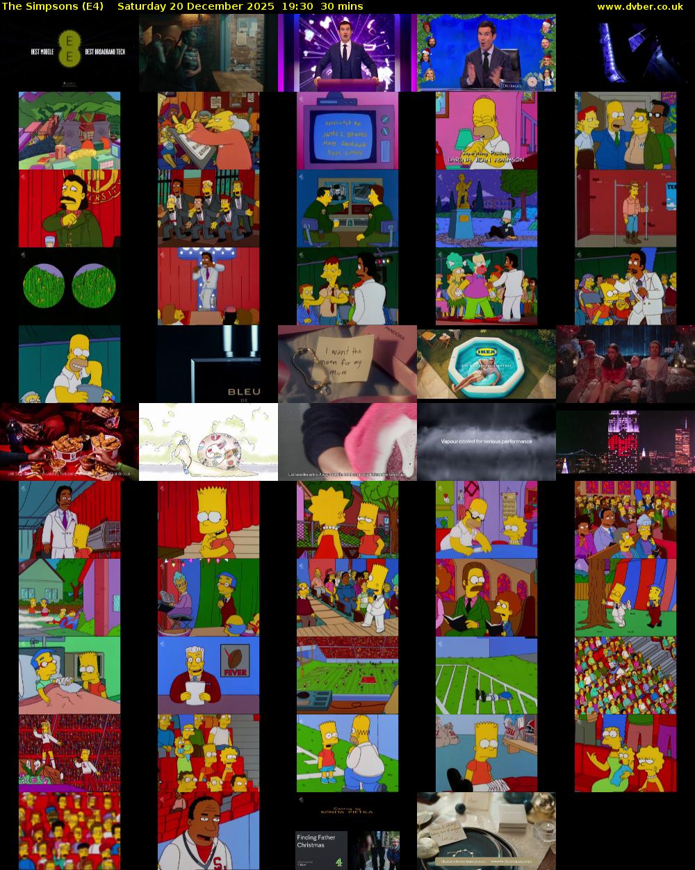 The Simpsons (E4) Saturday 20 December 2025 19:30 - 20:00