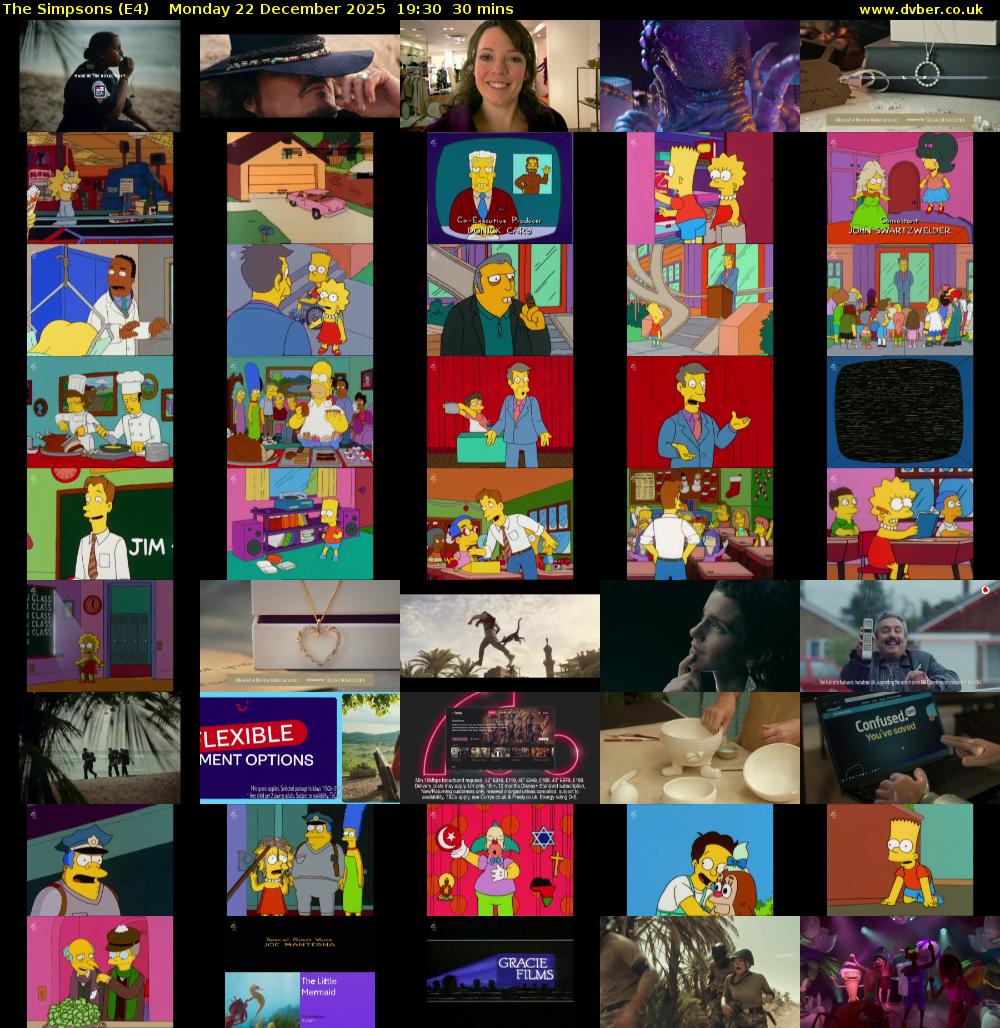 The Simpsons (E4) Monday 22 December 2025 19:30 - 20:00