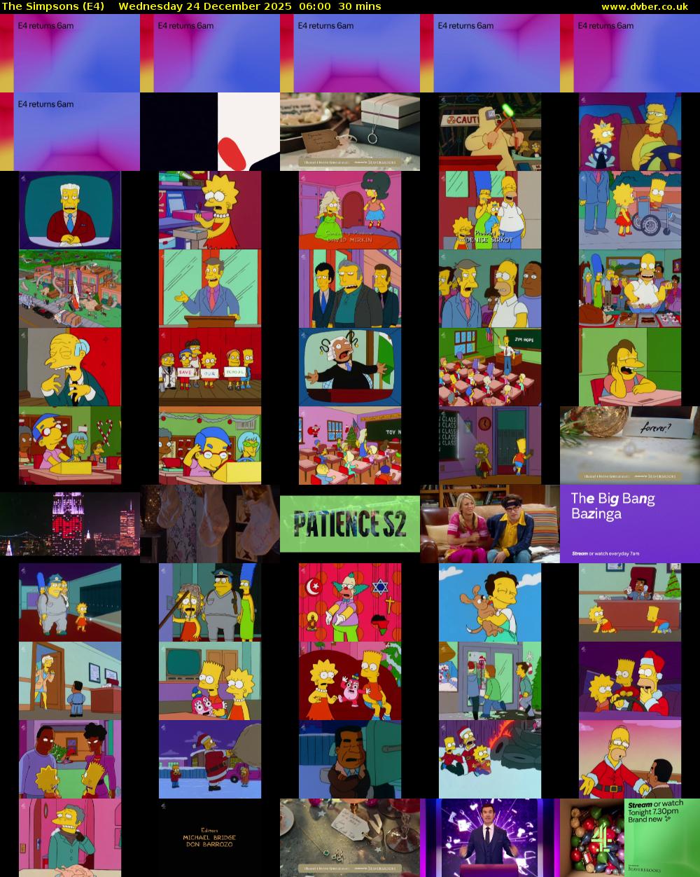The Simpsons (E4) Wednesday 24 December 2025 06:00 - 06:30