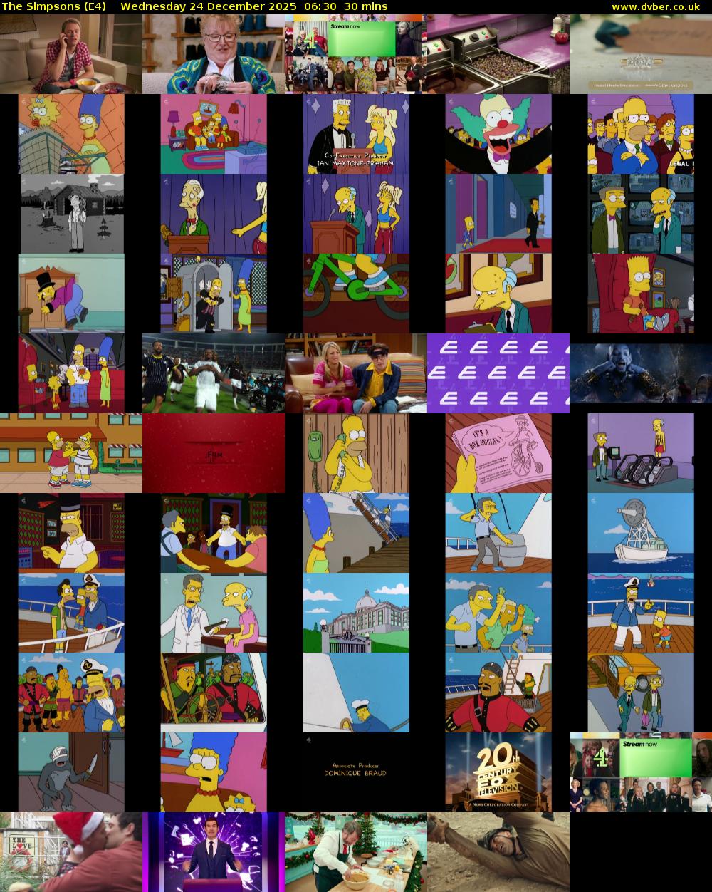 The Simpsons (E4) Wednesday 24 December 2025 06:30 - 07:00