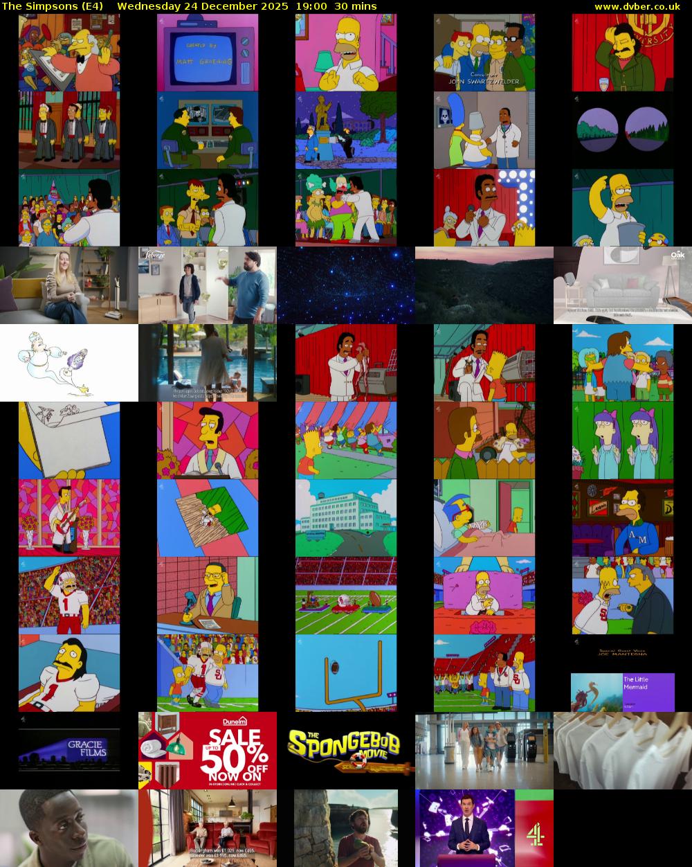 The Simpsons (E4) Wednesday 24 December 2025 19:00 - 19:30