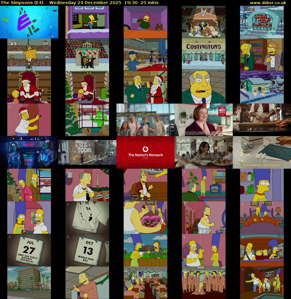 The Simpsons (E4) Wednesday 24 December 2025 19:30 - 19:55