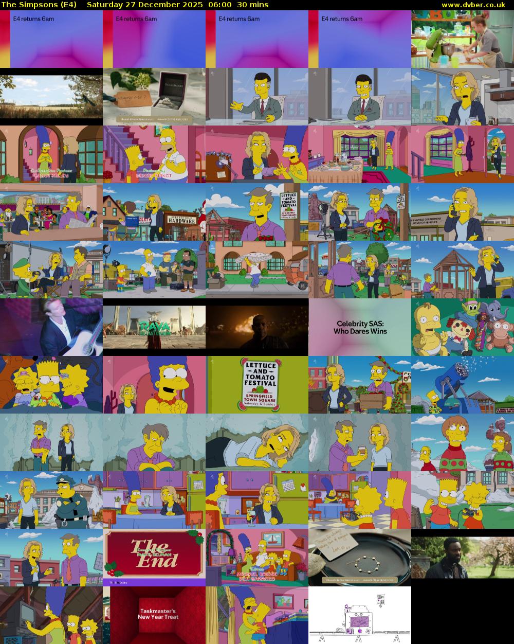 The Simpsons (E4) Saturday 27 December 2025 06:00 - 06:30