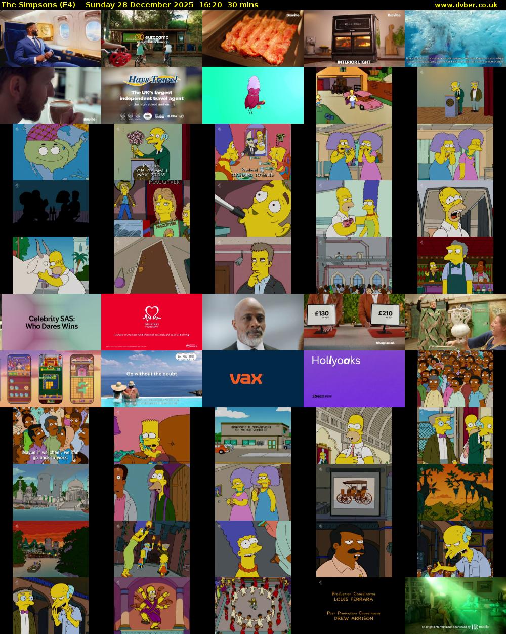 The Simpsons (E4) Sunday 28 December 2025 16:20 - 16:50