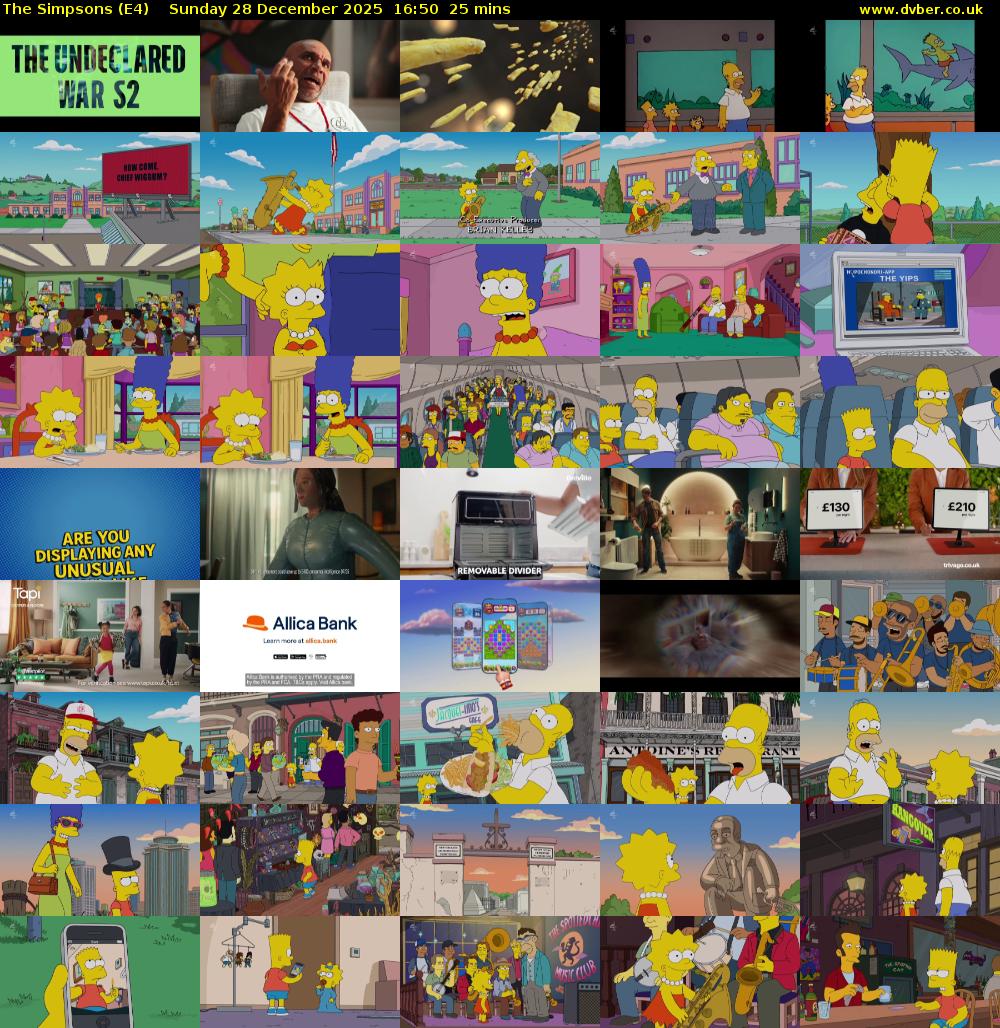 The Simpsons (E4) Sunday 28 December 2025 16:50 - 17:15
