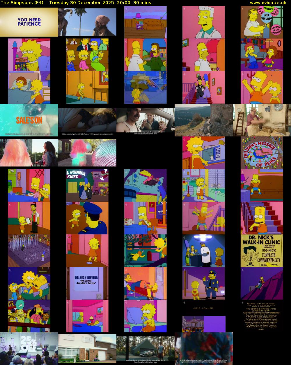The Simpsons (E4) Tuesday 30 December 2025 20:00 - 20:30