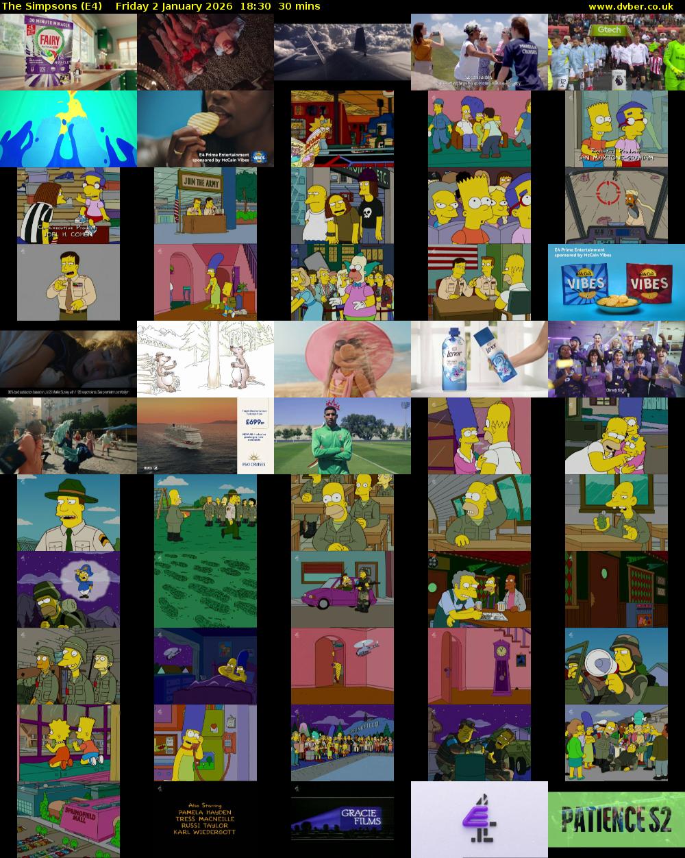 The Simpsons (E4) Friday 2 January 2026 18:30 - 19:00