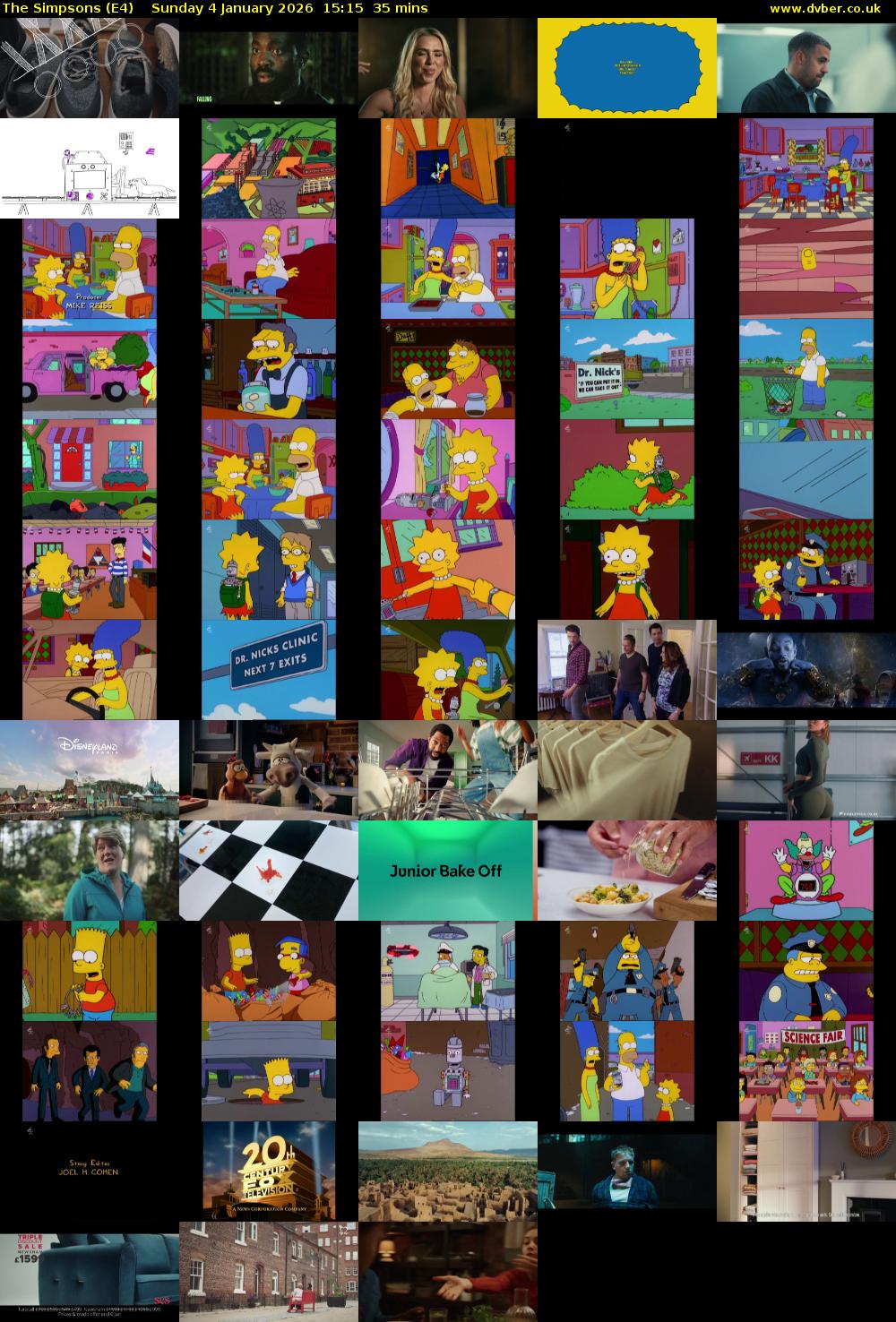 The Simpsons (E4) Sunday 4 January 2026 15:15 - 15:50