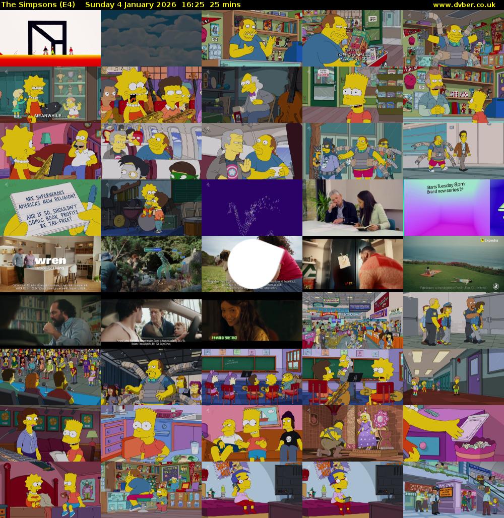 The Simpsons (E4) Sunday 4 January 2026 16:25 - 16:50