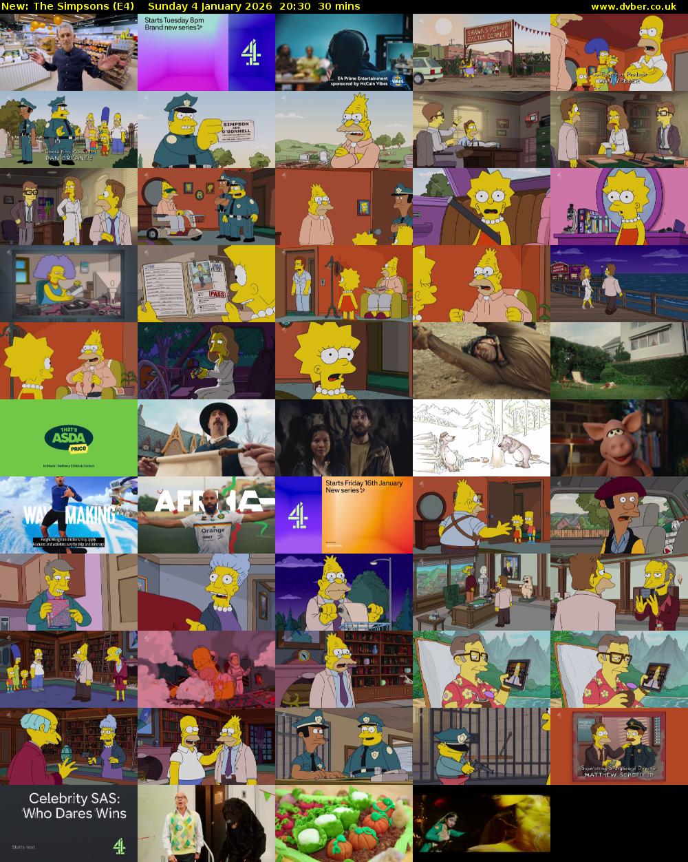 The Simpsons (E4) Sunday 4 January 2026 20:30 - 21:00