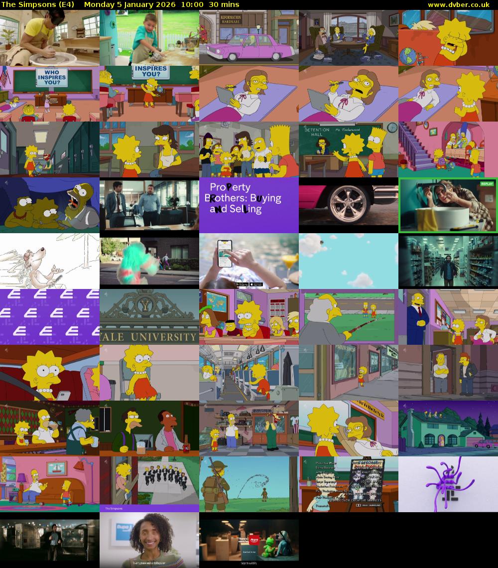 The Simpsons (E4) Monday 5 January 2026 10:00 - 10:30