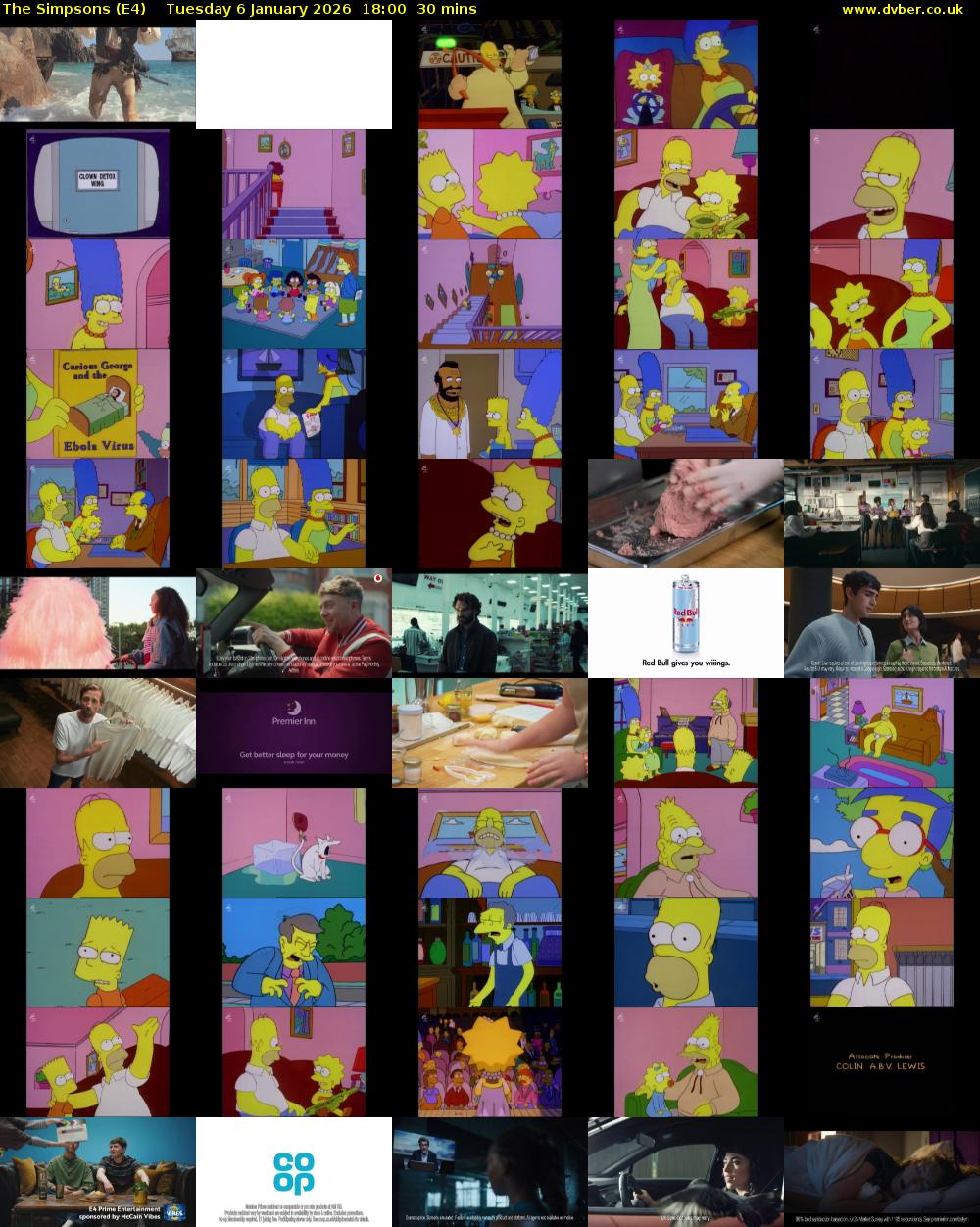 The Simpsons (E4) Tuesday 6 January 2026 18:00 - 18:30