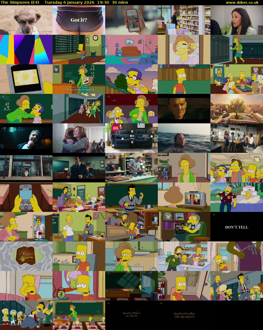 The Simpsons (E4) Tuesday 6 January 2026 19:30 - 20:00