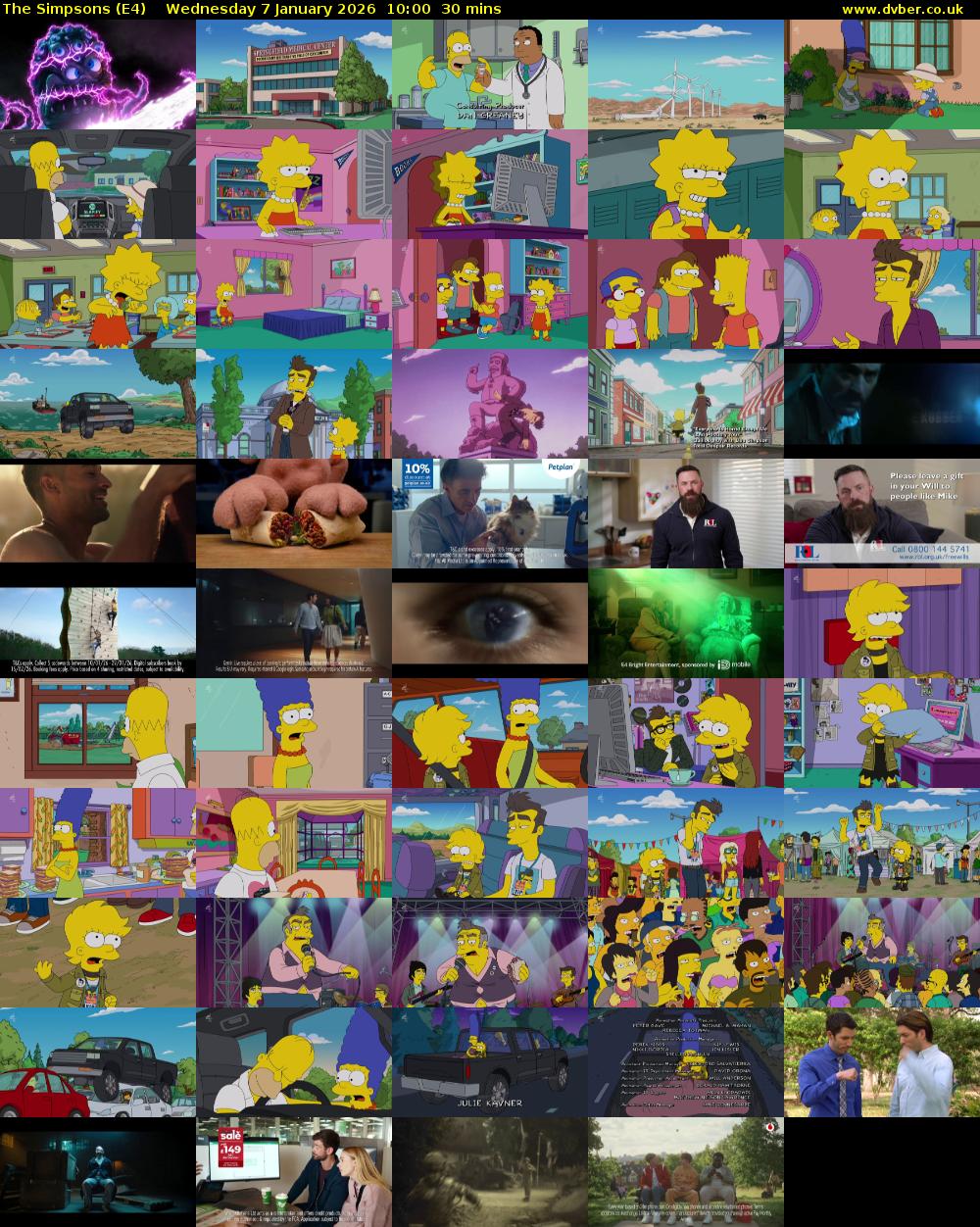 The Simpsons (E4) Wednesday 7 January 2026 10:00 - 10:30