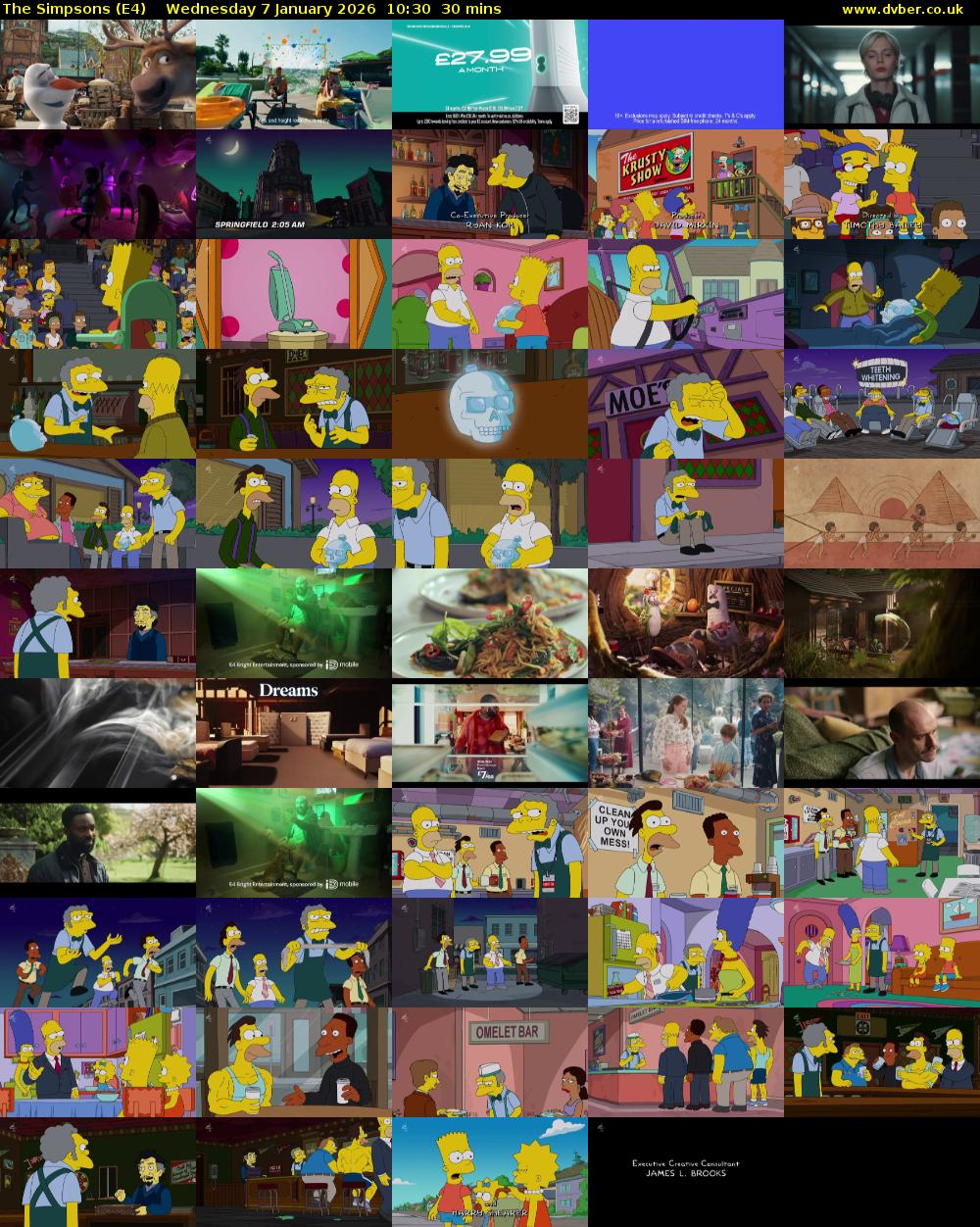 The Simpsons (E4) Wednesday 7 January 2026 10:30 - 11:00