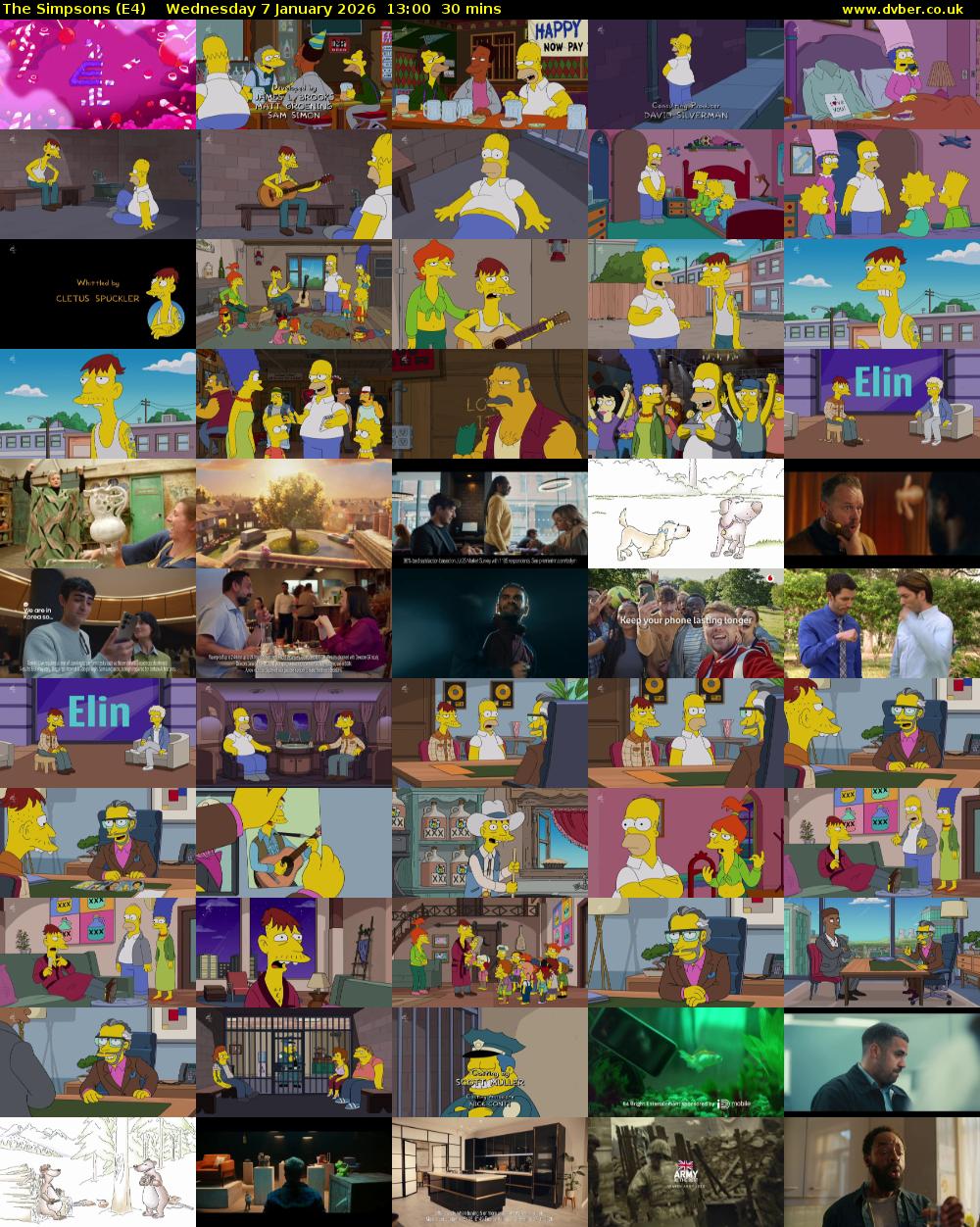 The Simpsons (E4) Wednesday 7 January 2026 13:00 - 13:30