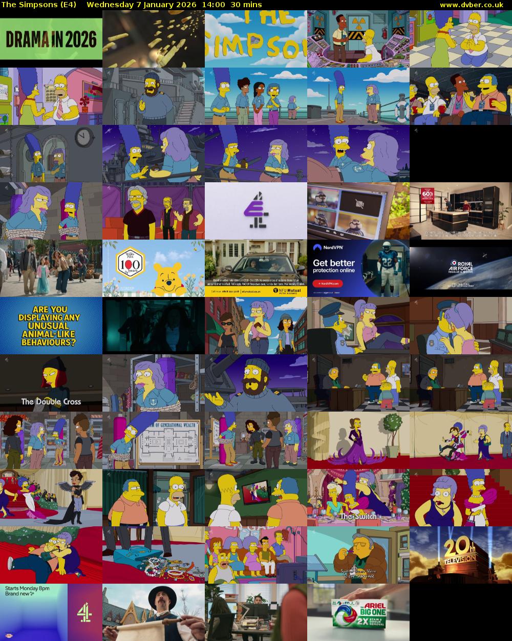 The Simpsons (E4) Wednesday 7 January 2026 14:00 - 14:30
