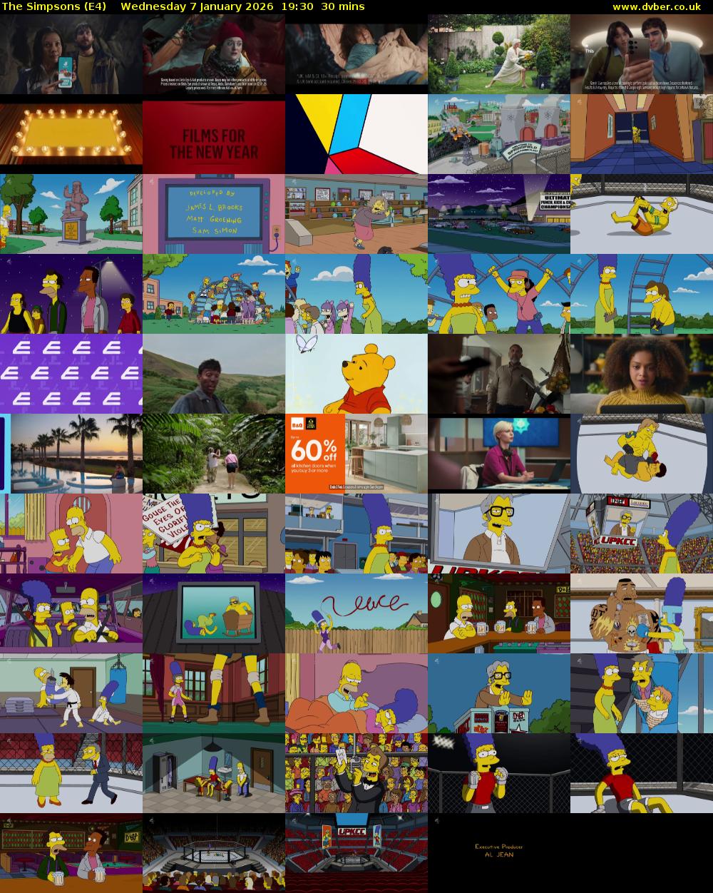 The Simpsons (E4) Wednesday 7 January 2026 19:30 - 20:00