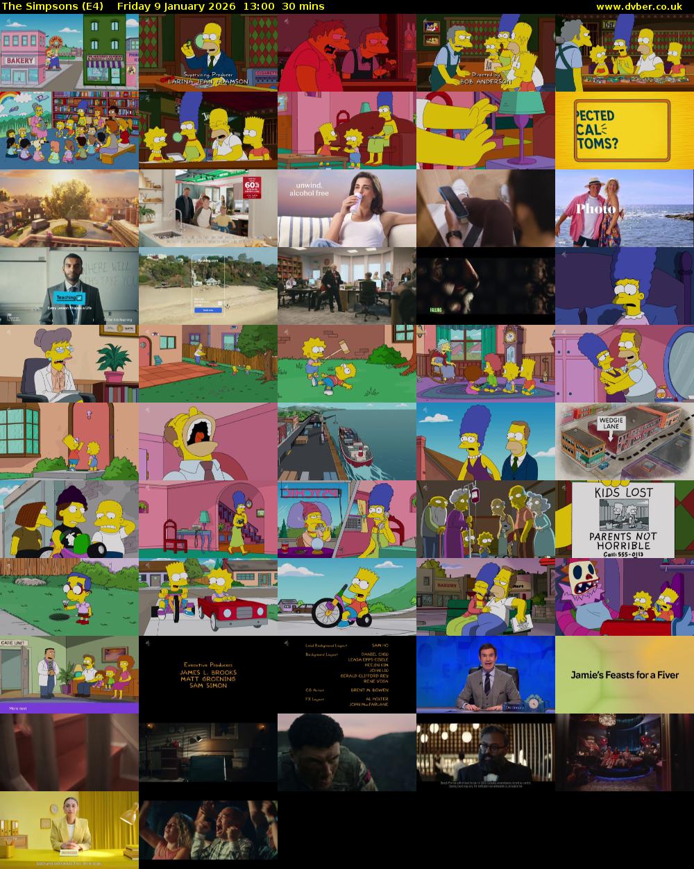 The Simpsons (E4) Friday 9 January 2026 13:00 - 13:30