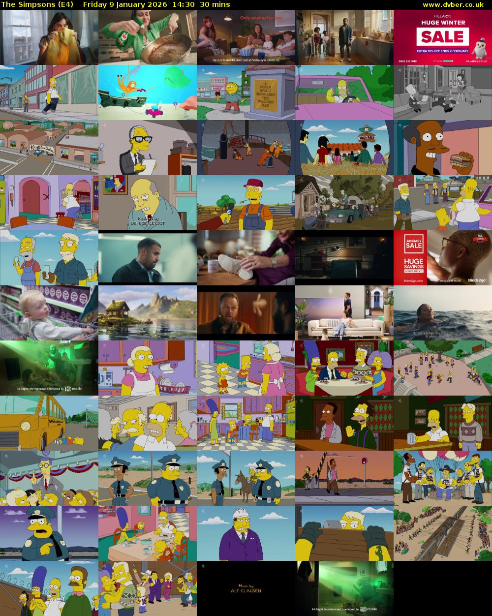 The Simpsons (E4) Friday 9 January 2026 14:30 - 15:00