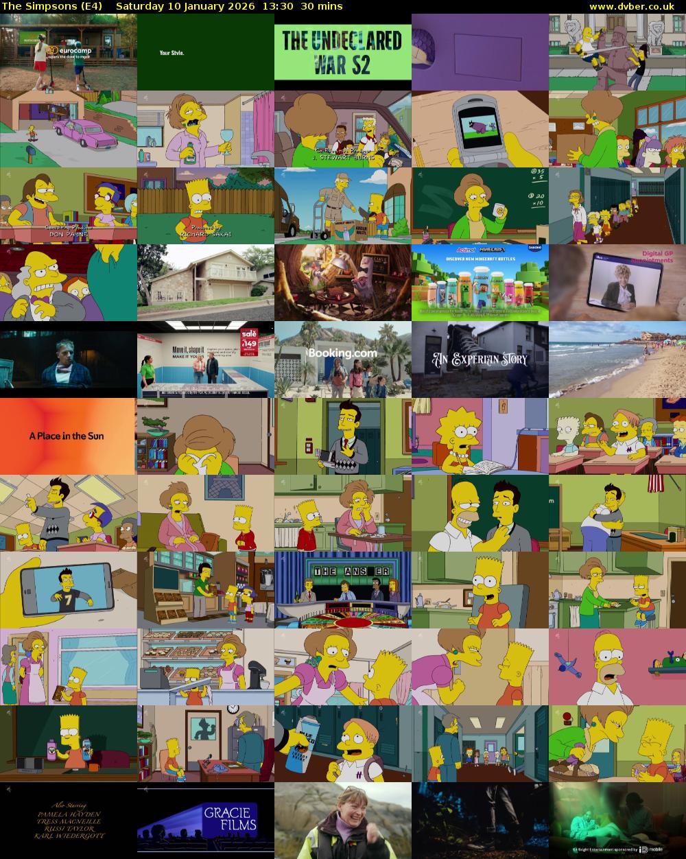 The Simpsons (E4) Saturday 10 January 2026 13:30 - 14:00
