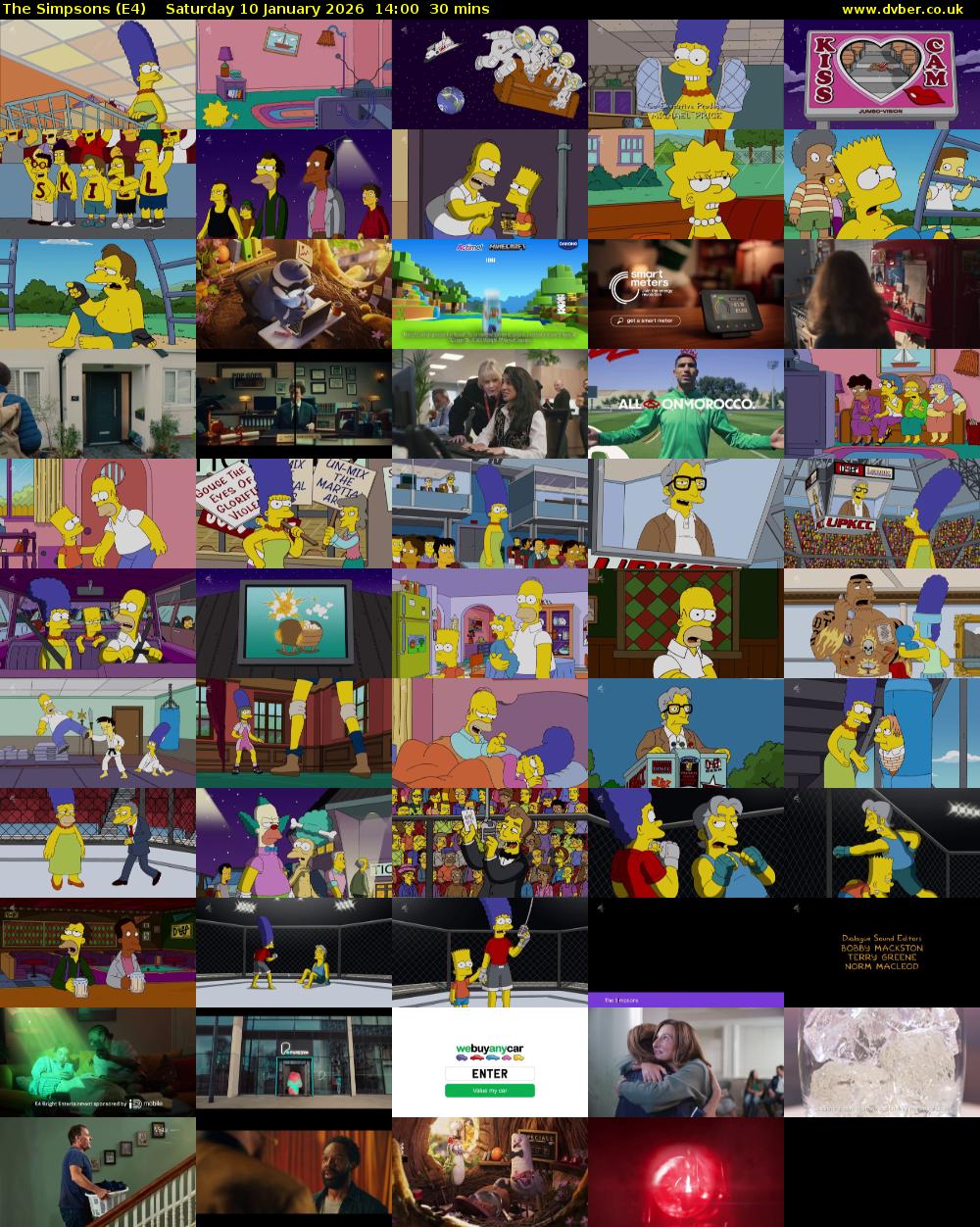The Simpsons (E4) Saturday 10 January 2026 14:00 - 14:30