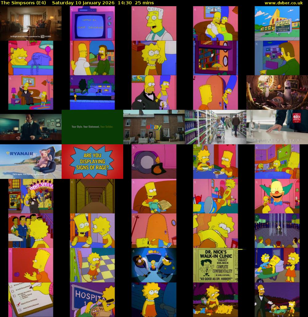The Simpsons (E4) Saturday 10 January 2026 14:30 - 14:55