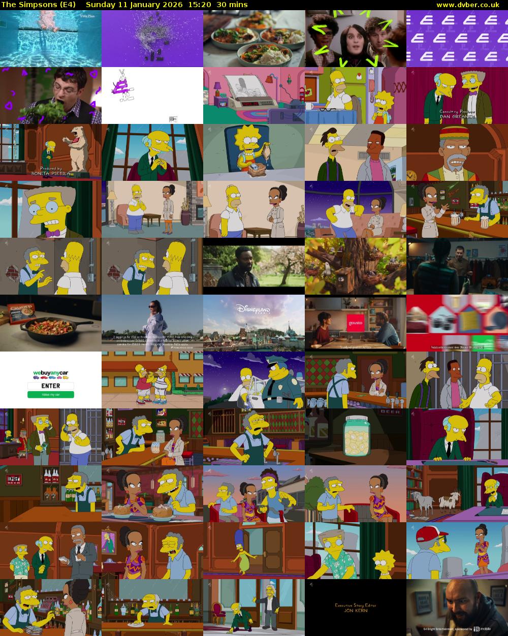 The Simpsons (E4) Sunday 11 January 2026 15:20 - 15:50